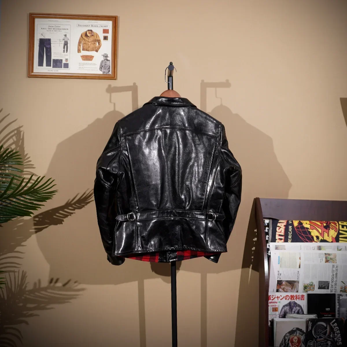 Classic Reproduction of Fre*whe*lers Four-cornered Japanese Tea Core Horseskin Leather Jacket American Retro Biker Jacket Click