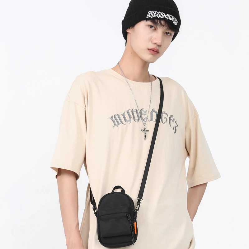 Fashion Men Women Messenger Crossbody Bags Students Sling Small Sports Carry Nylon Casual Chest With Big Pockets Zipper For Work