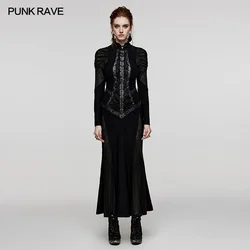 PUNK RAVE Women's Gothic V-shaped Standing Neck Decadent Sexy Long Dress Party Club Halloween Evening Dresses Autumn/Winter