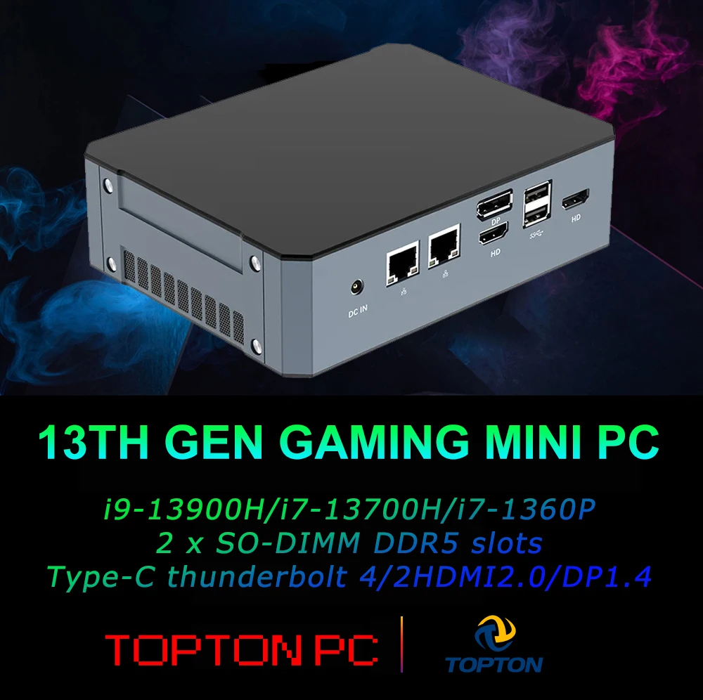 Mini PC 13th Intel Core i9-13900H (fino a 5,4 GHz) 14C/20T Dual Thunderbolt 4 Mini computer da gioco, quad screen 8K 2X 2,5G LAN