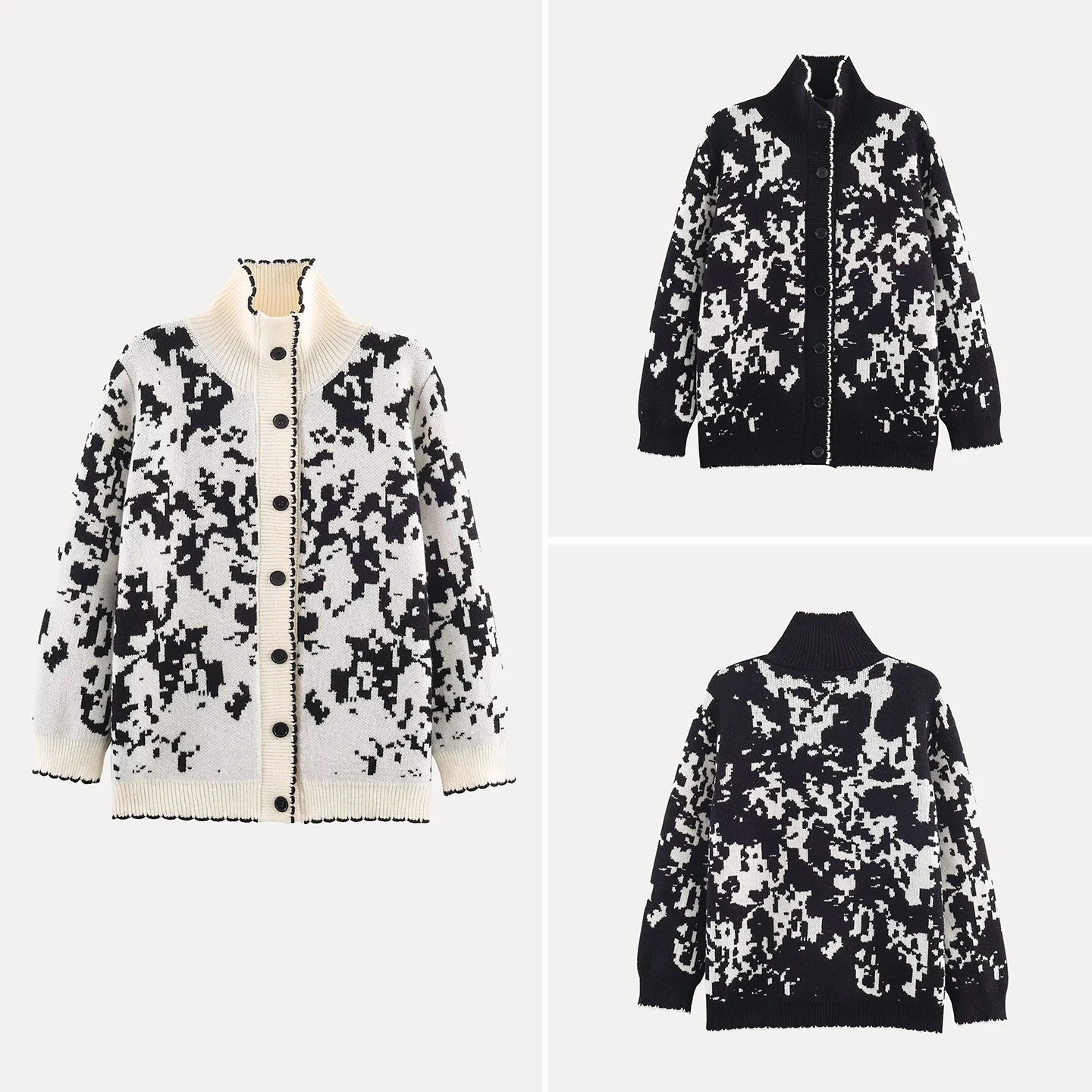 

Ladies' Knitted Flower Pattern Cardigan Coat Autumn 2025 New Arrival Lazy Sle High Faion Color Colion Long Sve Coat