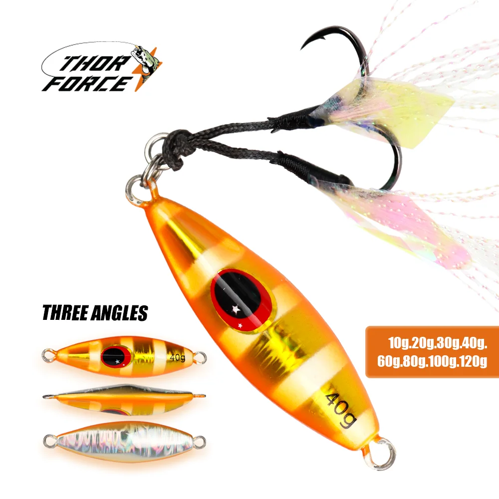 Thorforce 10 20 30 40 60 80 100 120G Luminous Metal Jigging Lure Shore Casting Slow Fall Bee Pitch Jigs Pesca Fishing Lure