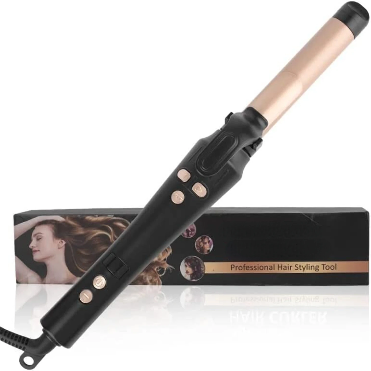 Effortless and Professional 1 Inch Ceramic Hair Curling Iron with Fast Heating - Featuring Advanced Anti-Scald Technology, 4 Adj