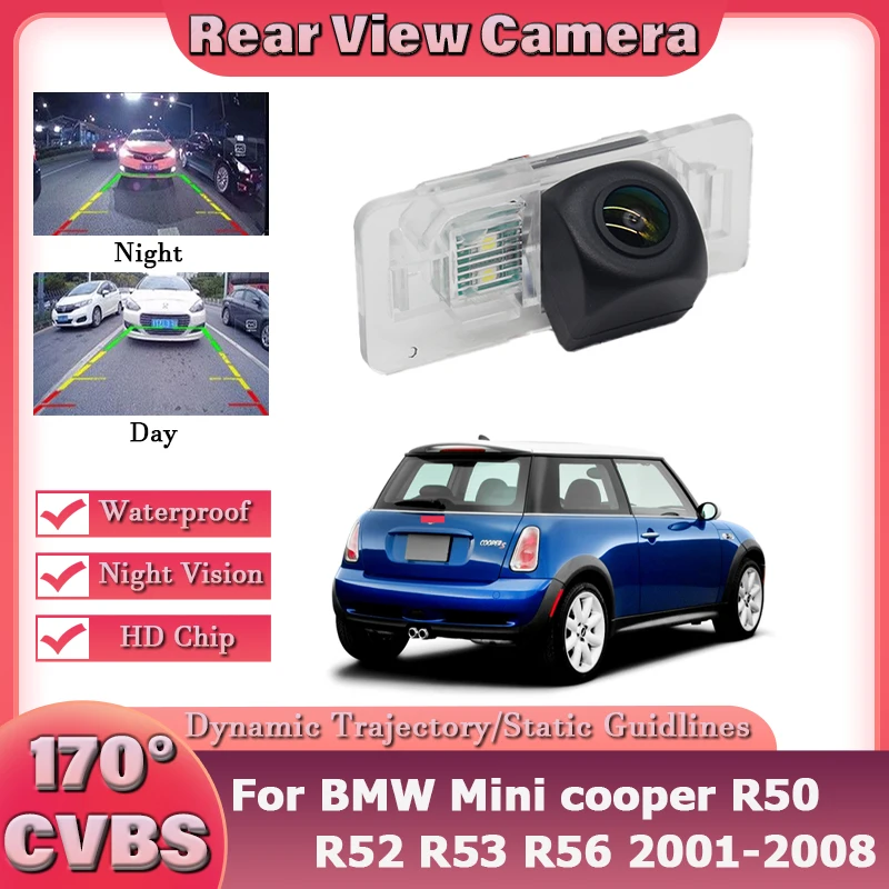

For BMW Mini cooper R50 R52 R53 R56 2001-2008 Car Reversing Back Up Camera Fish Eyes Night Vision Waterproof High Quality HD RCA
