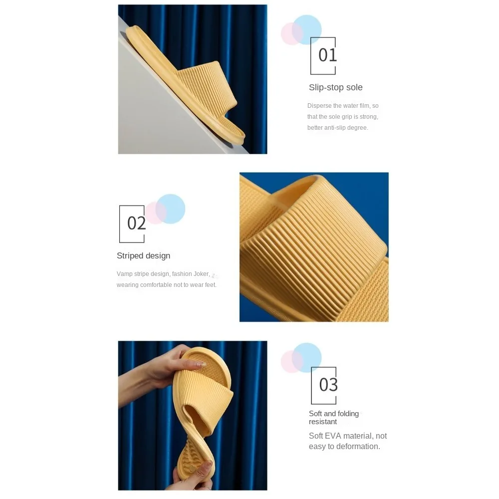 

Fashion Thick Platform Slippers Soft Sole Beach Shoes Couple Non-slip Flip Flops Slide Sandals Simplicity Unisex House Shoes