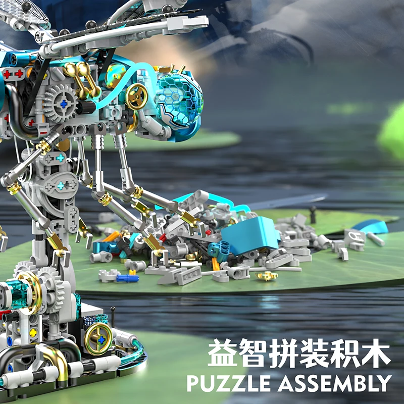 Dynamische vleugel beweegbare montage speelgoed mechanische libel bouwsteen model technologie creatief cadeau STEM onderwijskit