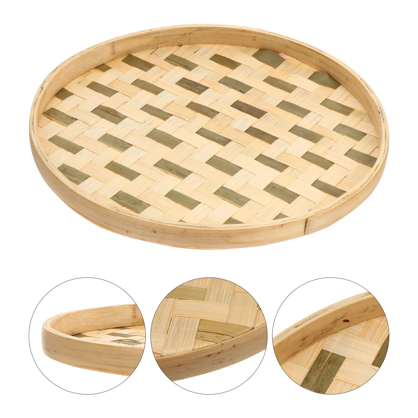 1Pcs Hand Polished Bamboo Filter Dustpan Storage Basket for Food Drying Sifting Rice Bread Eggs Fruits Kitchen Home Organization