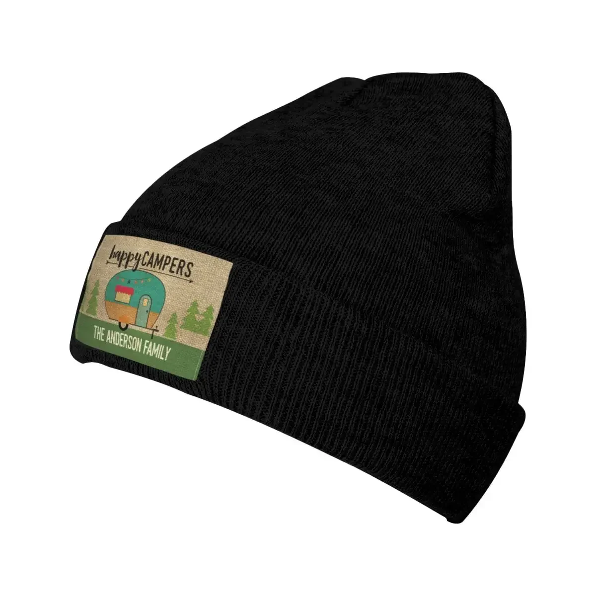 Happy Campers Skullies Beanies Caps Unisex Hip Hop Winter Warm Knitted Hat Adult Adventure Camping Van Life Bonnet Hats