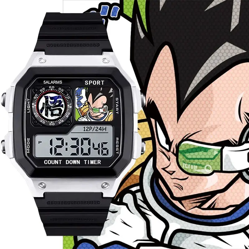Dragon Ball Children's Watch Digital Display Waterproof and Anti-Fall Chronograph Sports Alarm Clock Gogeta Vegeta Holiday Gift