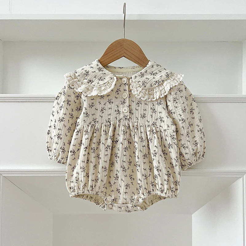 ربيع جديد 2026 0-24 متر ملابس داخلية للأطفال الرضع البنات بأكمام طويلة من القطن مطبوع عليها زهور لحديثي الولادة ملابس أطفال بناتي #4