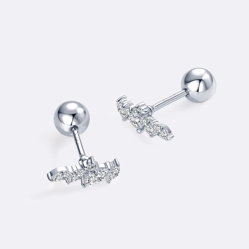 RAPRGOLD 925 Sterling Silver Moissanite Screw Thread Cartilage Stud Earrings for Women Piercing Earring Pendientes Jewelry Gifts 2