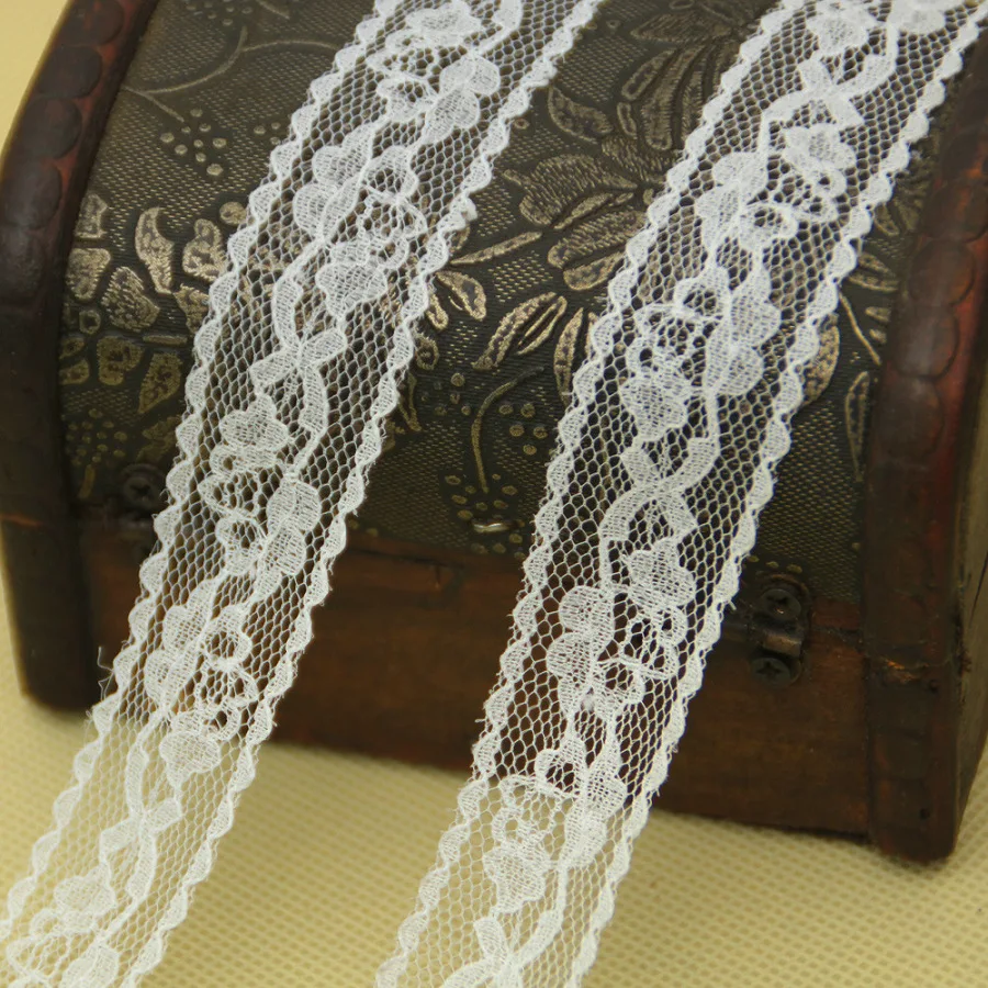 5 Meters Lace Ribbon 25mm White Fabric for Gift wrapping Christmas Wedding Decor DIY Crafts Elastic free lace Sewing accessories