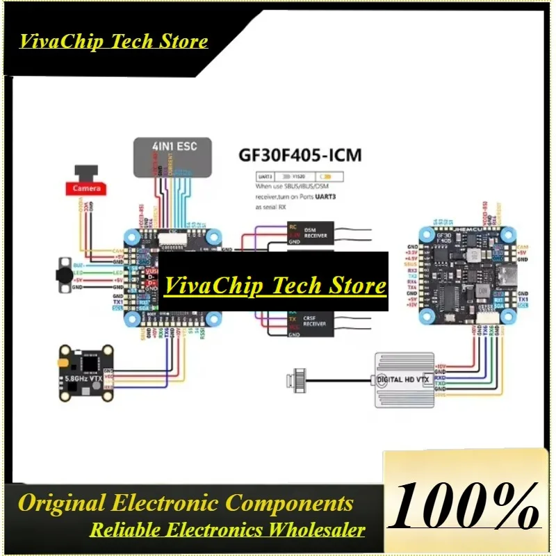 VivaJHEMCU GF30F405stack Flight Controller ICM42688P With 90A 110A ESC 3-8S Lipo For RC FPV Long Range Drone