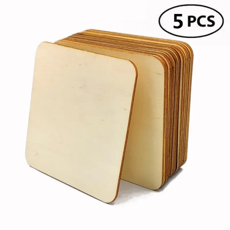 

5pcs 120mm Wood Squares Unfinished Square Wood Pieces for Crafts,Painting, Writing, DIY Supplies, Engraving and Carving