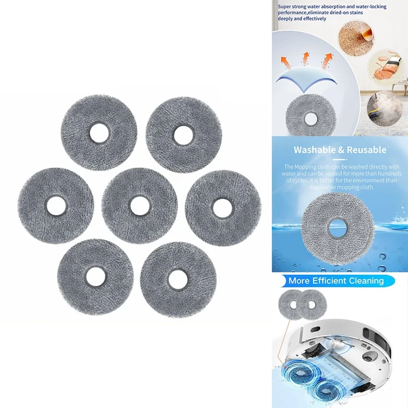 6PCS Washable Mop Cloth For Dreame Bot X30pro Ultra X30pro Plus Robot Vacuum Cleaner Mopping Rag Replacement Parts