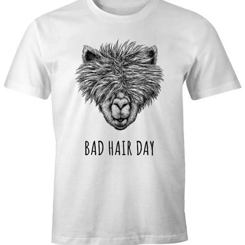 Мужская футболка Funny Strubby Hairy Llama Bad Hair Day Saying Statement