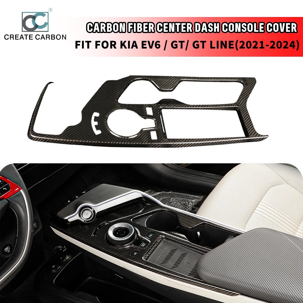 

Real Carbon Fiber Gear Shift Panel Cover Interior Trim Fit for Kia EV6 GTline GT(2022-2024) Center Console Shift Panel Trim