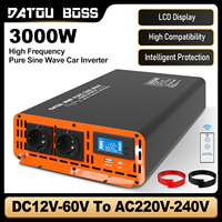 DATOUBOSS Pure Sine Wave Inverter High Power 3000W 12V 24V 36V 48V 60V to 230V EU Plug Support Remote Control
