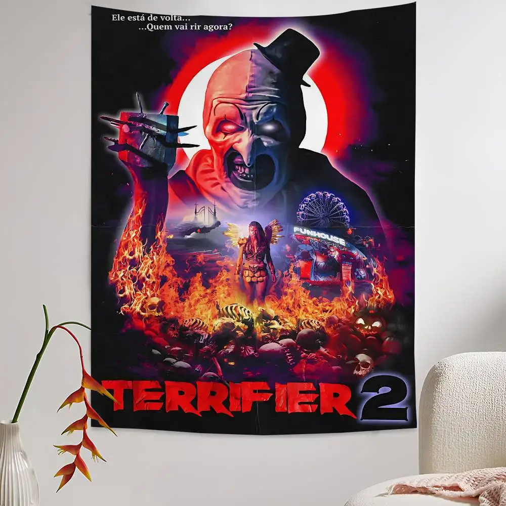 Horror Movie T-Terrifier Hanging Bohemian Tapestry Hanging Tarot Hippie Wall Rugs Dorm Japanese Tapestry