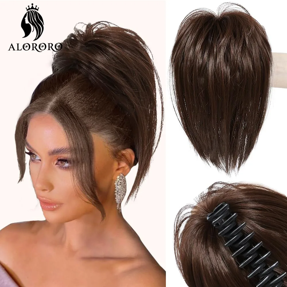 Extensiones de Cabello sintético para mujer, moño liso, esponjoso y desordenado, con Clip, cola de caballo Scrunchy