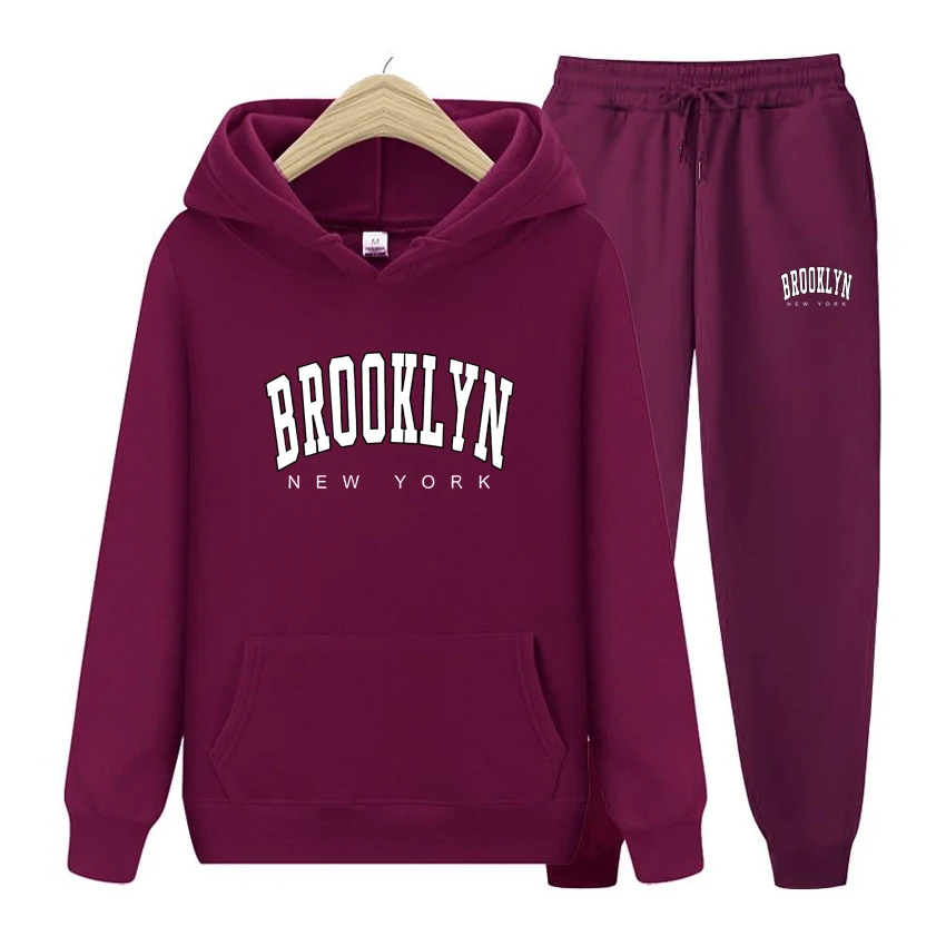 Men's And Women's Long Sleeves Hoodie Set 1898 New York Printed Women Hoodies Set Fleece Hoody Set Creativity Pullover Clothing