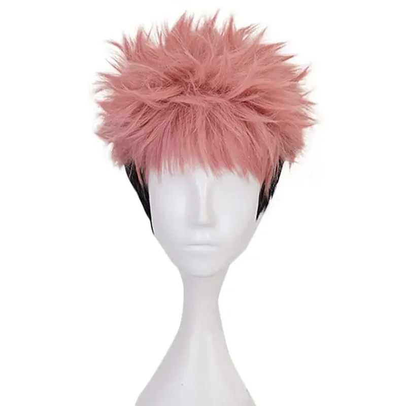 

FC6Men's Short Wavy Wig Pink Ombre Black Bangs Anime Styling Synthetic Wig for Halloween itadori Cosplay Costume Wig @ FC8!