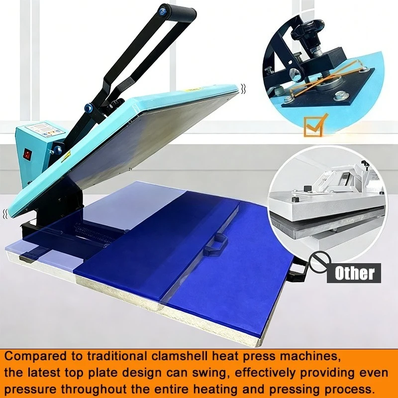 T-Shirt Digital Heat Transfer Machine 38*38 Flatbed Printer Semi-Automatic Press for Clothing Iron-On Equipment