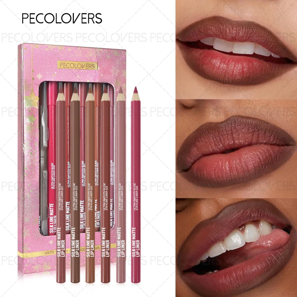 6 unidades/caixa delineador labial fosco de longa duração, contorno nude e suave, adequado para maquiagem diária, uma excelente escolha para dar presentes