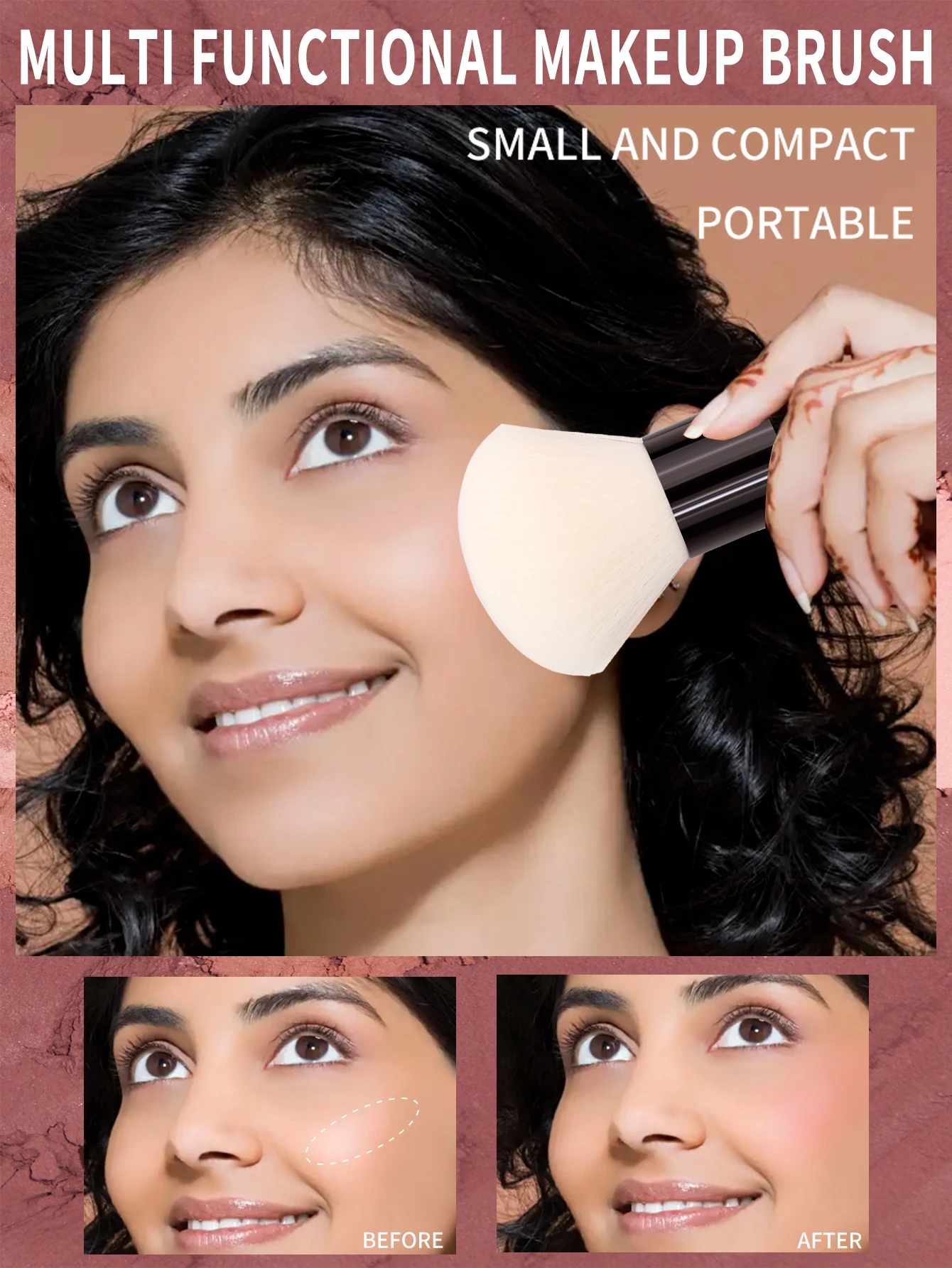 Brocha grande para base de maquillaje, 1 piezas, fácil de llevar