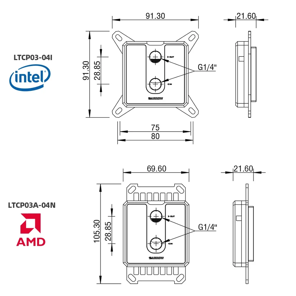 Barrow CPU Water Cooler LTCP03-04I/LTCP03A-04N Liquid Cooling Block for LGA115X 1200 1700 AM5 PC Gaming Water Cooling Building