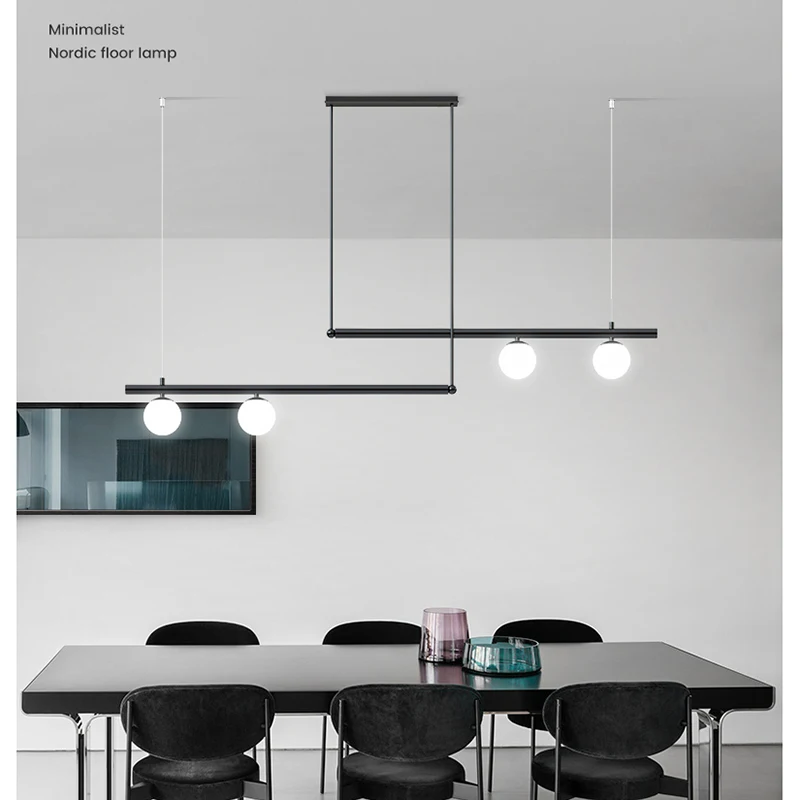 Fumi Modern Chandelier,Black Pendant Light Fixtures with Glass Shade, Indoor Mid Century Hanging Ceiling Light for Kitchen Isl