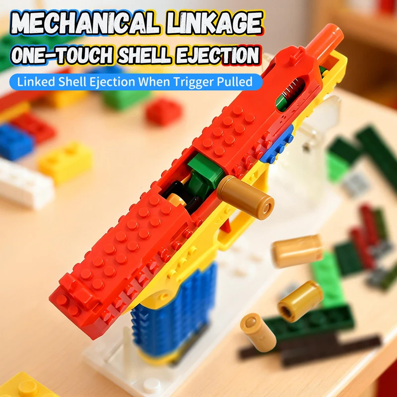 Bloco de construção pistola brinquedo disparo contínuo e embalagem vazia pendurado estilo-diy arma modelo brinquedo ao ar livre cs jogo para meninos adultos