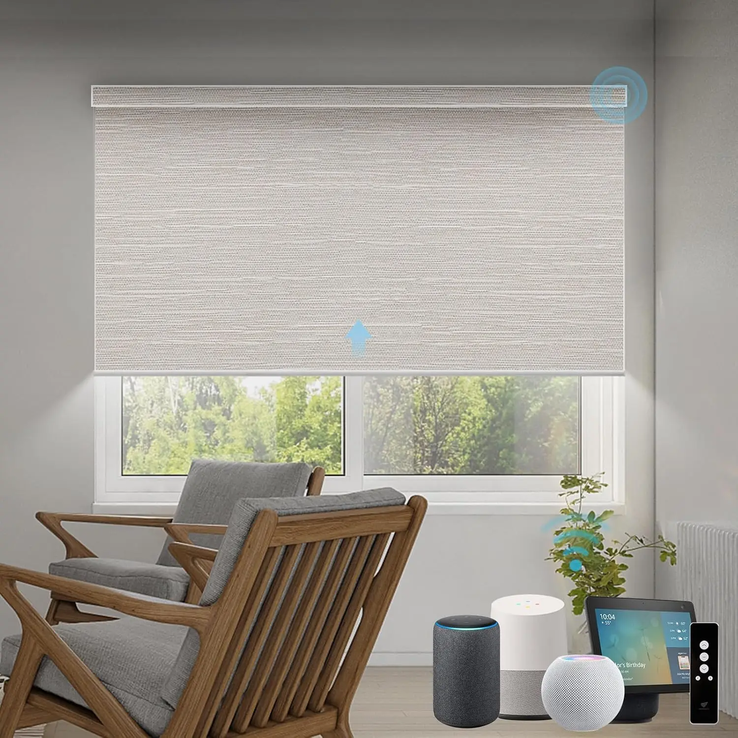 Motorized Roller Shades Work with Homekit 100% Blackout Smart Blinds for Windows Cordless Remote Control Window Shades