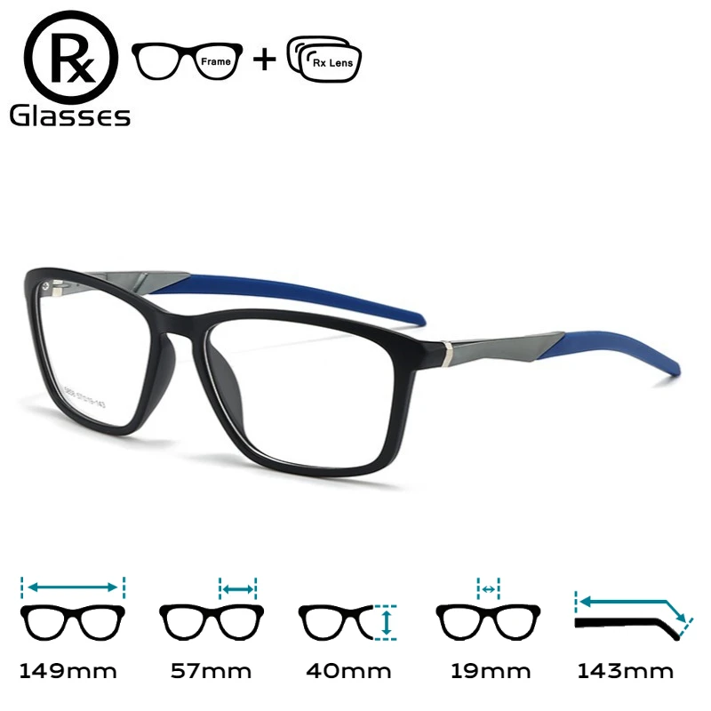 

RX Glasses Women & Men Prescription Glasses Sports Frame TR90 Eyeglasses Progressive Anti-Blue Light Myopia Hyperopia Eyewear