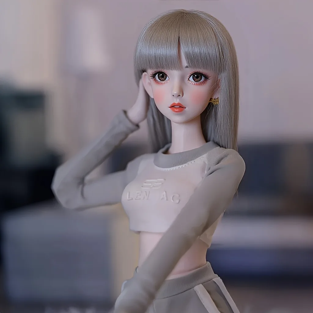 Anime-Puppe mit 68 Zentimeter, perfekte Freundin, abnehmbarer Kopf mit Perücke, verstellbarer Körper aus TPE-Material, weich (ohne Kleidung)