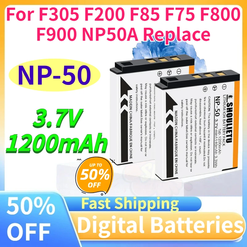 1-2pcs NP-50 1200mAh Camera Batteries for F305 F200 F85 F75 F800 F900 NP50A 3.7V Replace Rechargeable Lithium Battery in Stock