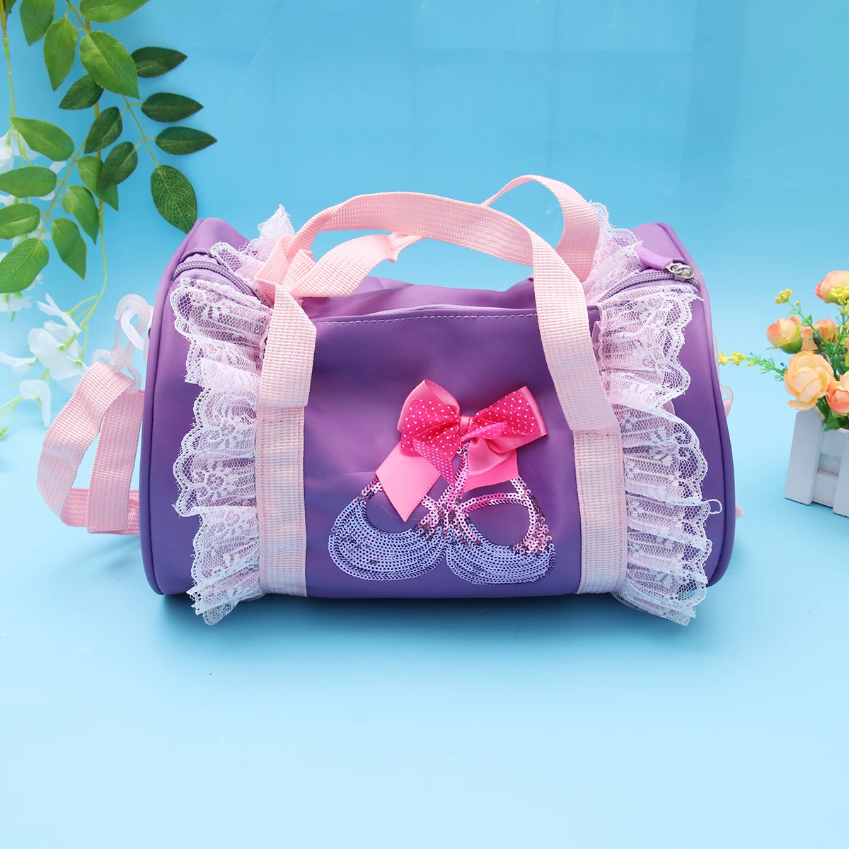 

Girls Ballet Messenger Handbag Violet Duffle Child Large Capacity Storage Bag Girls Cross-Body Bag Practicality