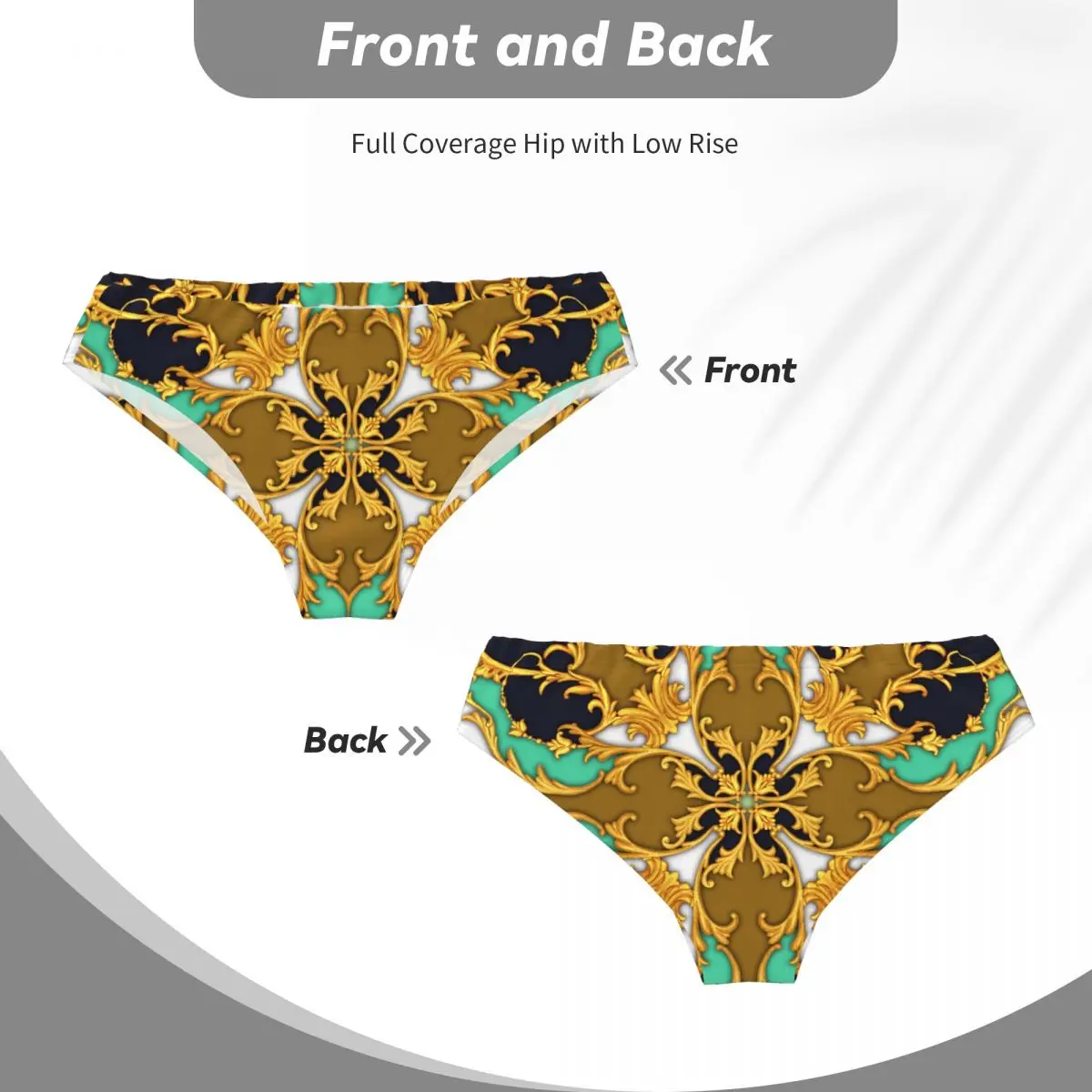 Celana segitiga pria, celana dalam pria Barok emas, celana dalam seksi bernapas keringat nyaman