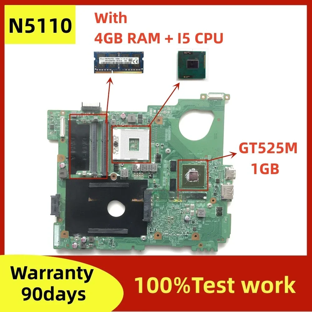 

CN-0J2WW8 0J2WW8 For Inspiron 15R N5110 Laptop Motherboard 10260-1 Mainboard With GT525M DDR3 4GB 8GB HM67 100% Tested OK