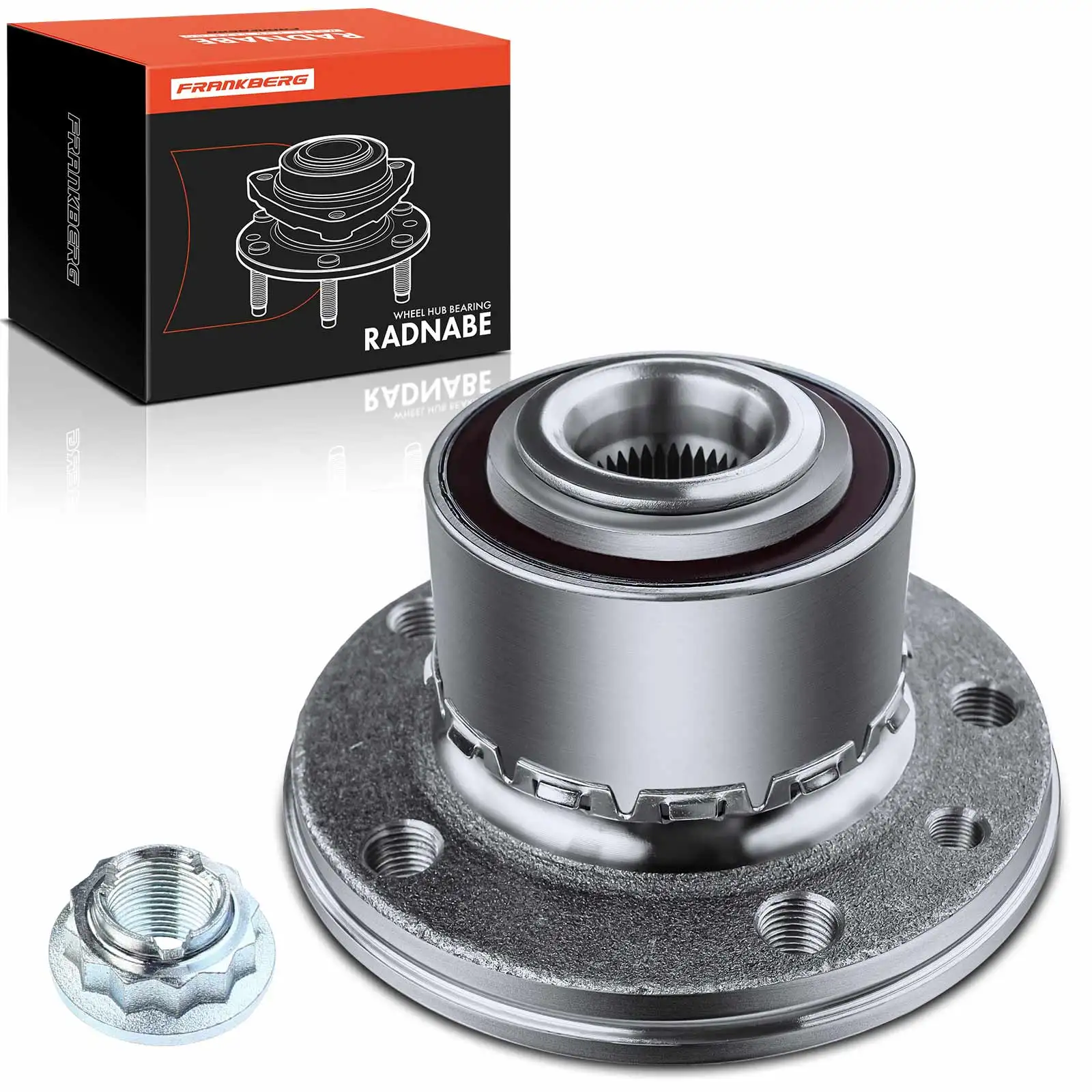 Frankberg 1x Wielnaaf Wielgelagerset voor en achter voor VW California T5 Camper T6 Multivan V VI Touareg Transporter 7H0401611H