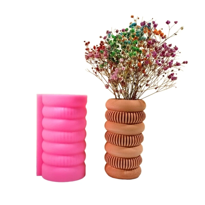 

Y4QE Silicone Vase Maker Mould Vase Molds for Crafting Colorful Circles Vases