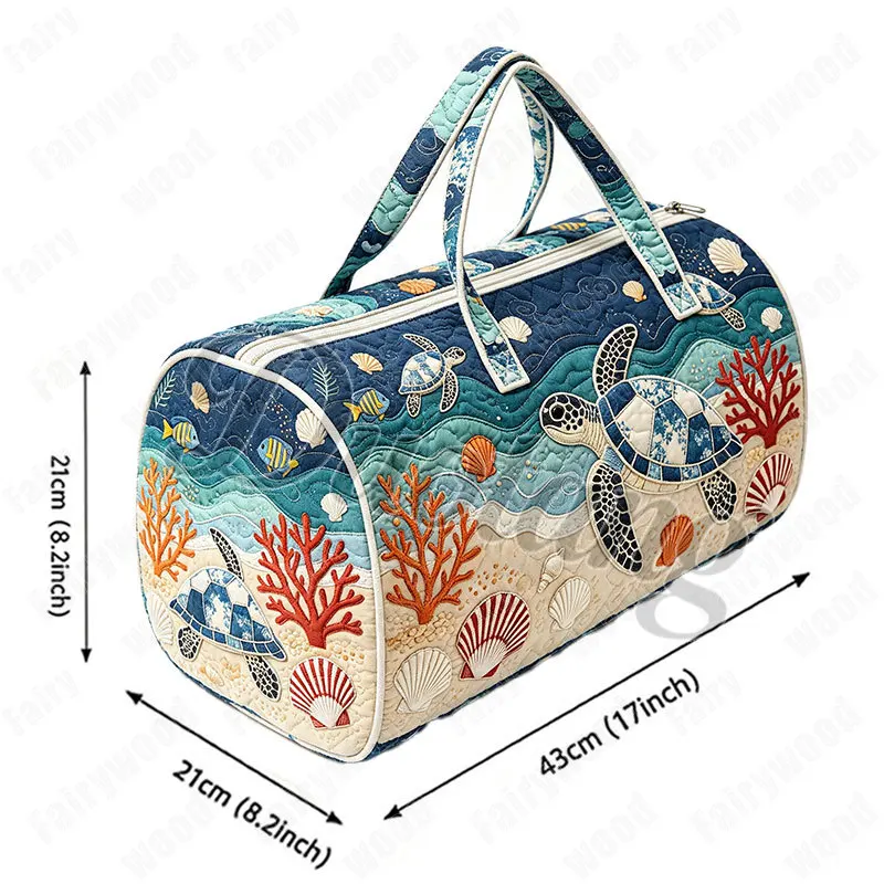 Ocean Turtle Shells Pattern Handbag for Travel 2D Flat Women Duffle Bag Sport Tote Fitness Yoga Bag Shoes Holder Luggage Bag