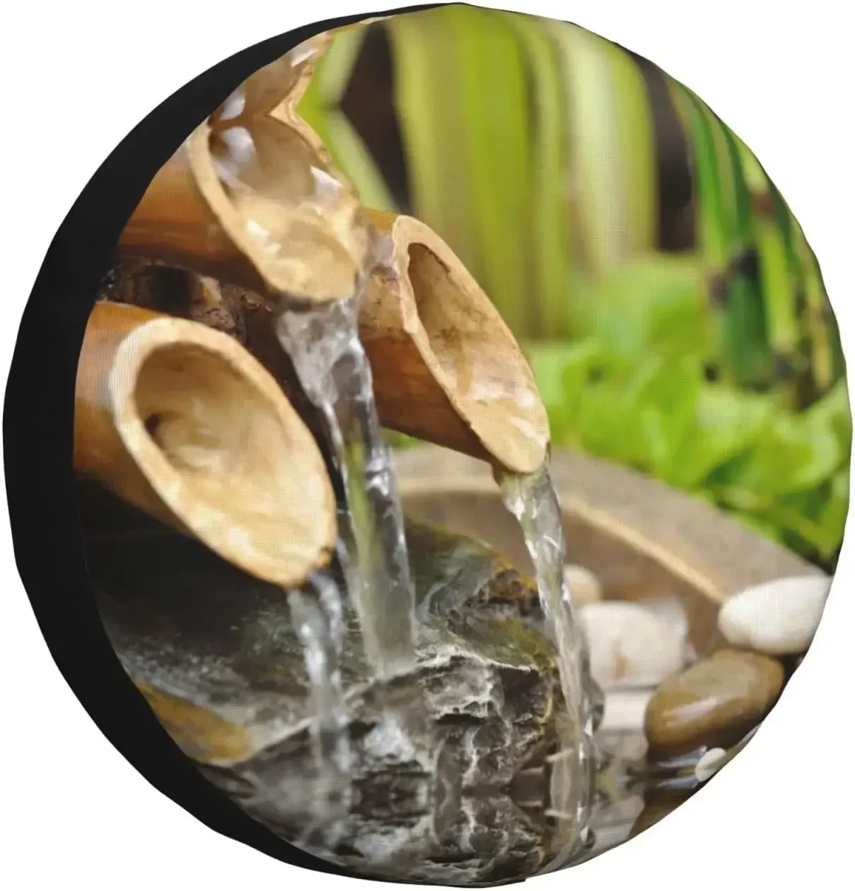 

Бамбуковая струящаяся вода, картина, чехол для запасного колеса, защита для колес, защита от пыли, подходит для автофургона, внедорожника, грузовика, кемпера, путешествий, кемпинга