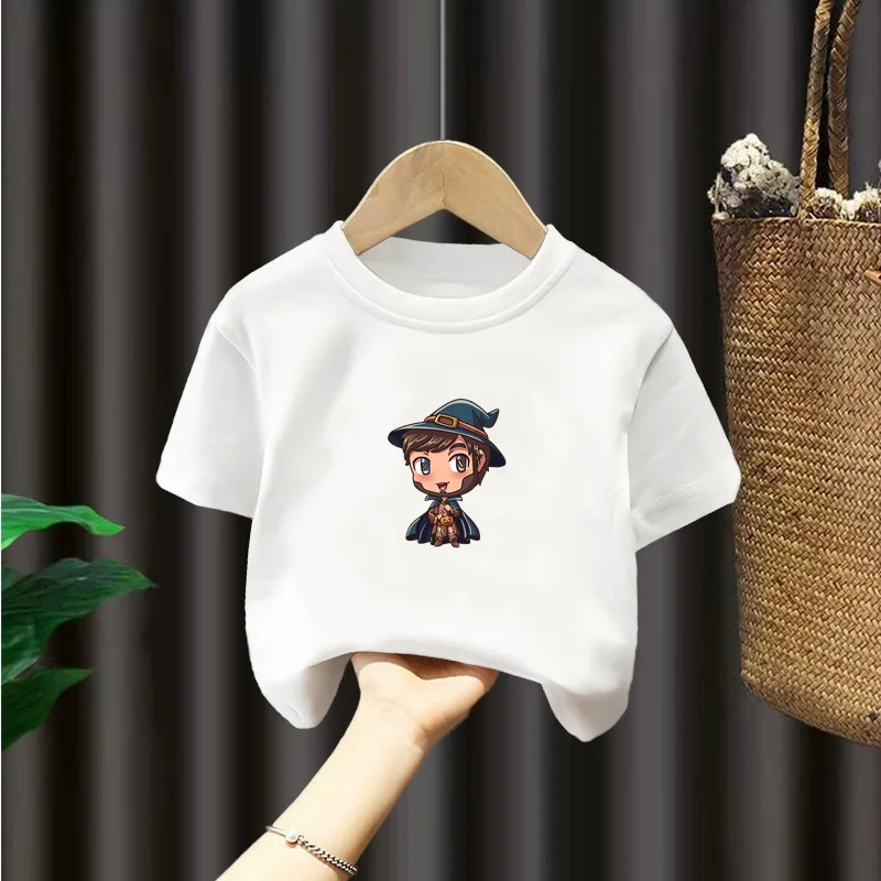 Populaire digitaal printen ronde hals lange mouwen cartoon animatie kinder T-shirt met korte mouwen 2024 nieuwe top