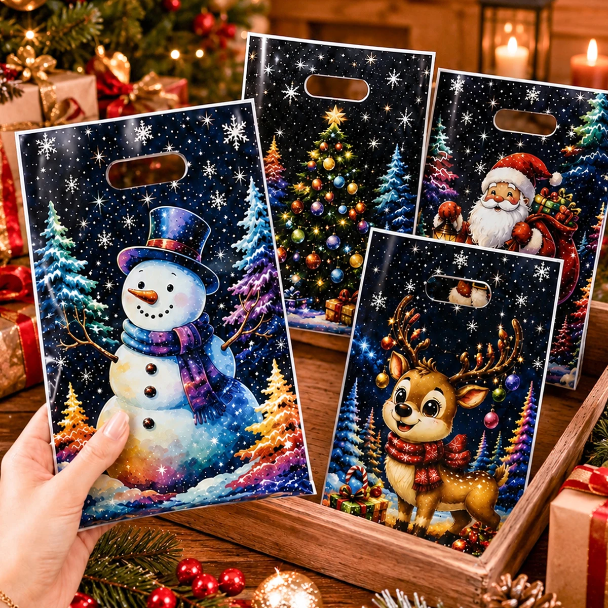 Christmas Gift Bags Merry Christmas Decoration for Home 2026 Xmas Party Candy Cookie Packaging Bags Navidad Natal New Year 2027