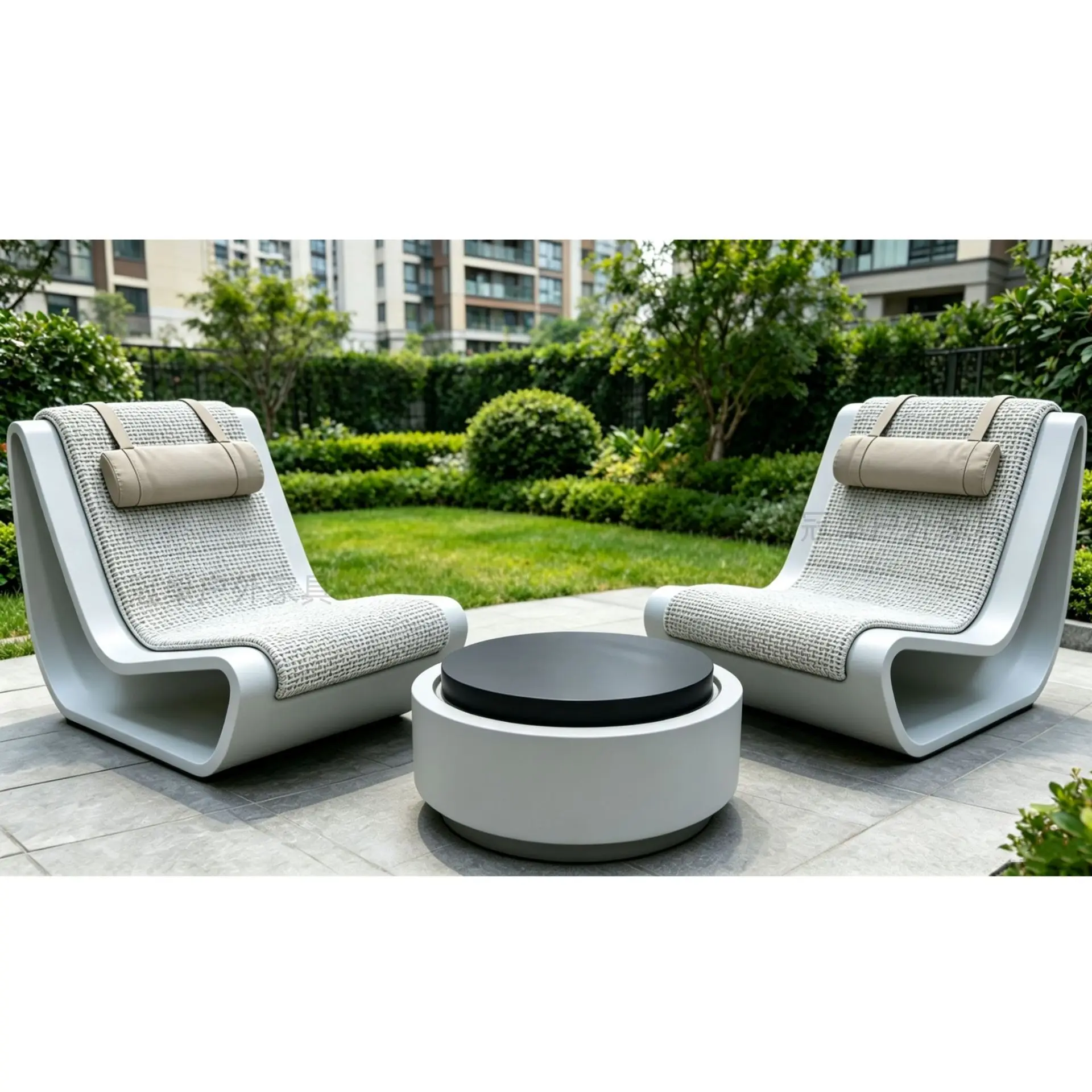 Outdoor stainless steel lounge chair waterproof sunscreen community leisure courtyard swimming pool villa hotel sofa coffee tabl