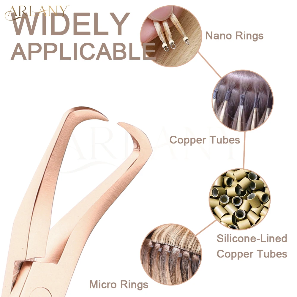 ARLANY كماشة تمديد الشعر لخواتم الخرز الصغير مايكروولينك الخرز مزيل كماشة للخياطة ملحقات لحمة ريشة ملحقات
