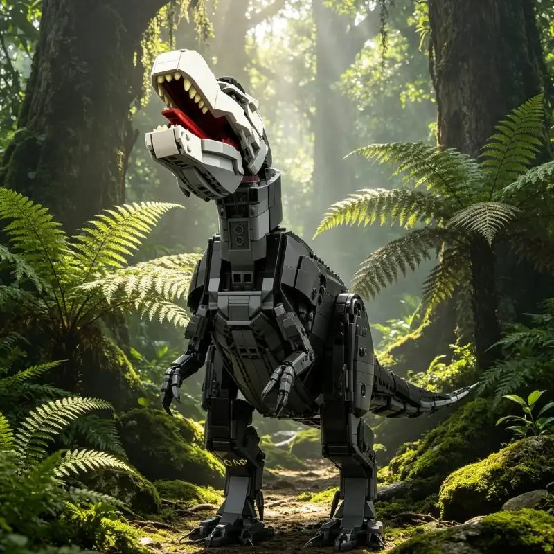 The Black King T-Rex Giant Dinosaur Display Model MOC Building Blocks DIY Bricks Set Collectible Display Model