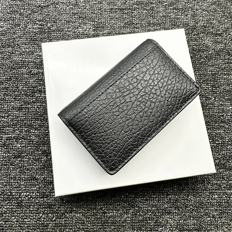 Classic Cowhide Simple Multi-functional Folding Wallet Men and Women Black Change Bag Card Bag Storage Bag