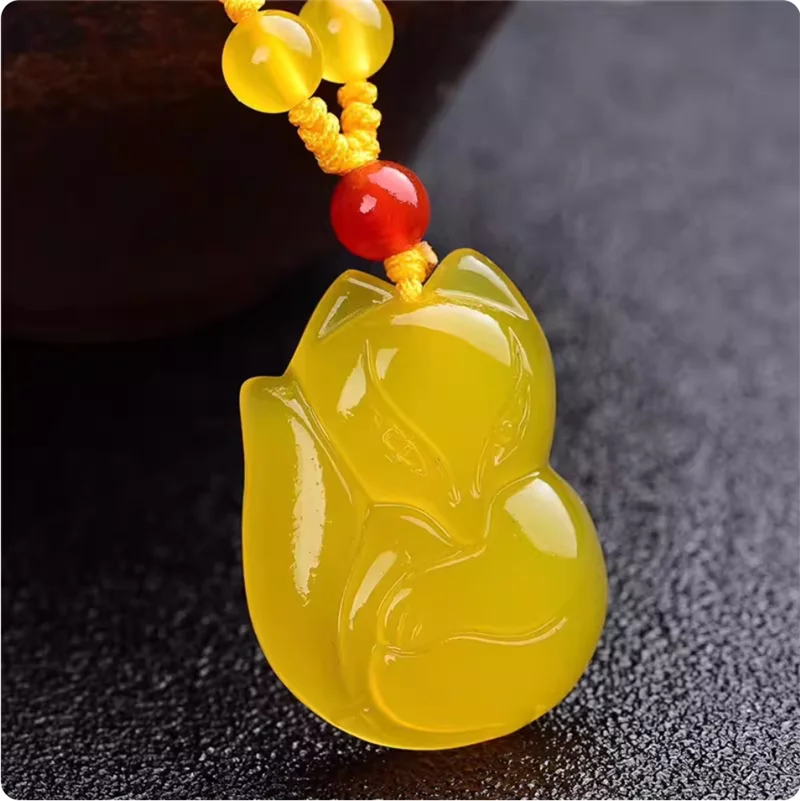 Women's Collection Gems Fox Queen Jade Grounding Stone Pendant